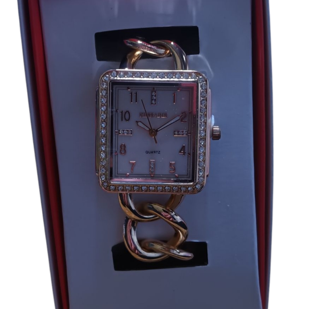 Kessaris Rose Gold Watch with Crystal Embellishments
